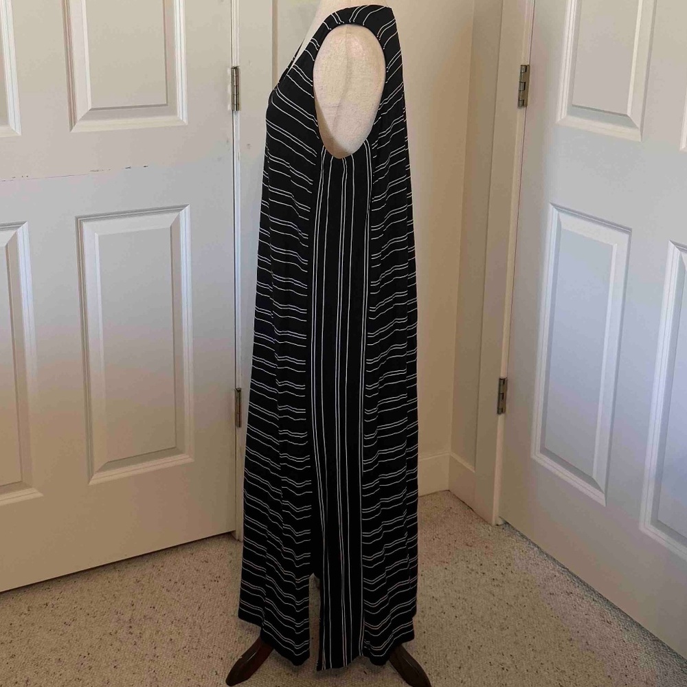 J Jill Sleeveless Stripe V-neck Maxi Dress Sz Large Petite - Picture 4 of 7